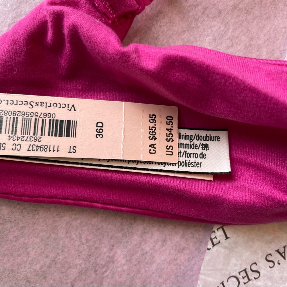 Victoria's Secret Body by Victoria Lined Perfect Coverage Bra Fuchsia Size 36D - Picture 12 of 12